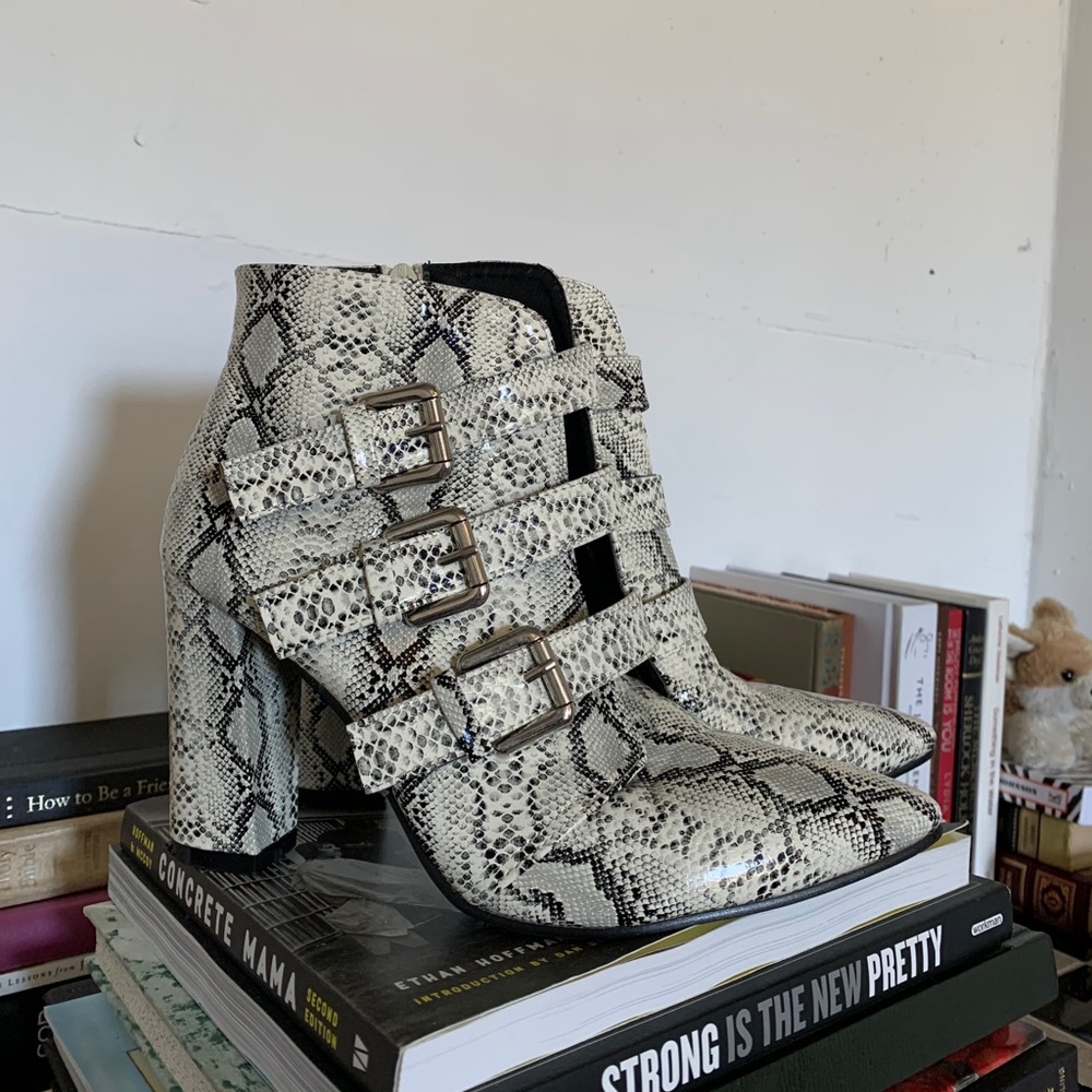 Snake-skin booties